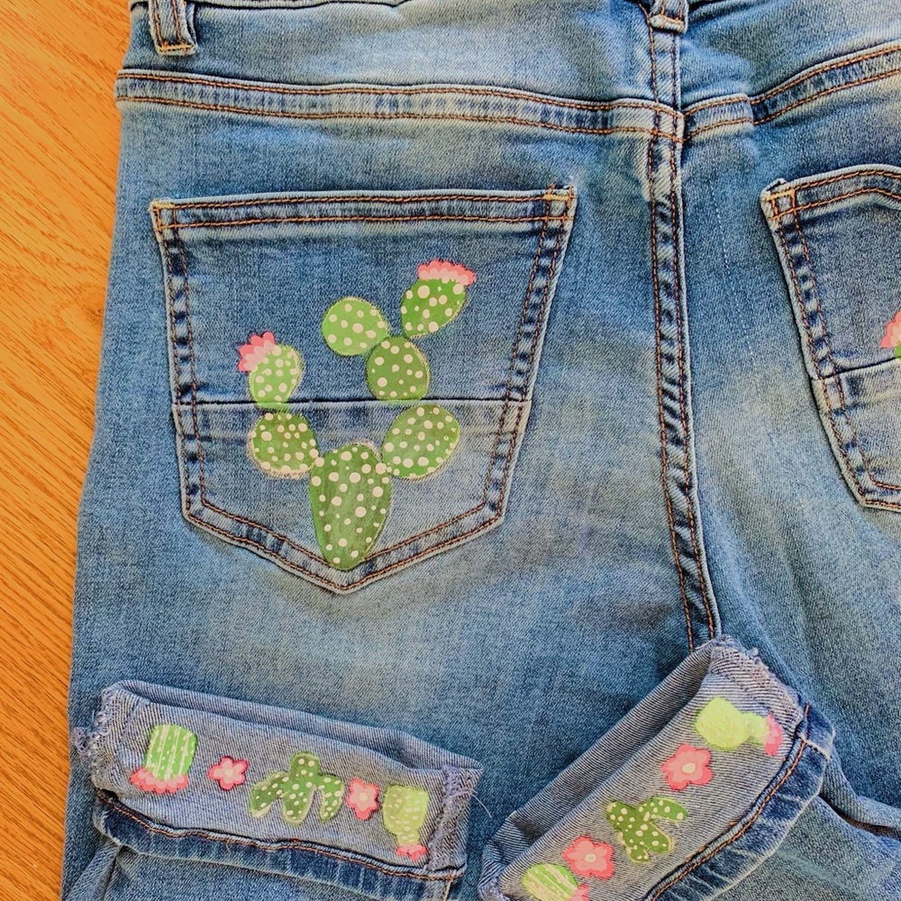 HAND PAINTED Cactus Jeans | Size: 6